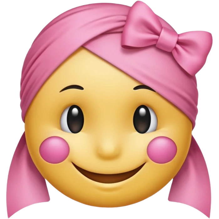 A smiley getting shy and a pookie ribben on his head this smiley 😁 emoji