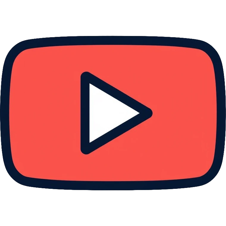 YouTube logo, play button inside rounded rectangle emoji