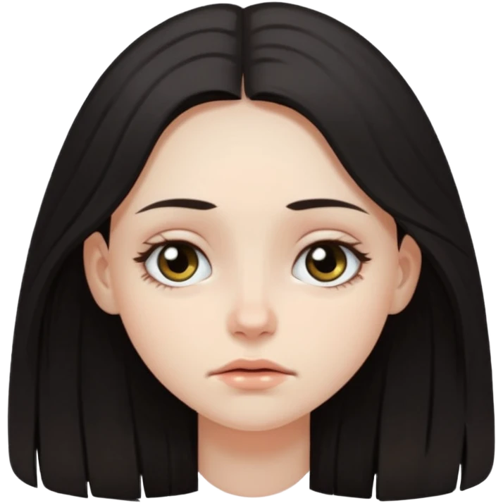 Girl with long dark hair and dark circles under eyes tired  emoji