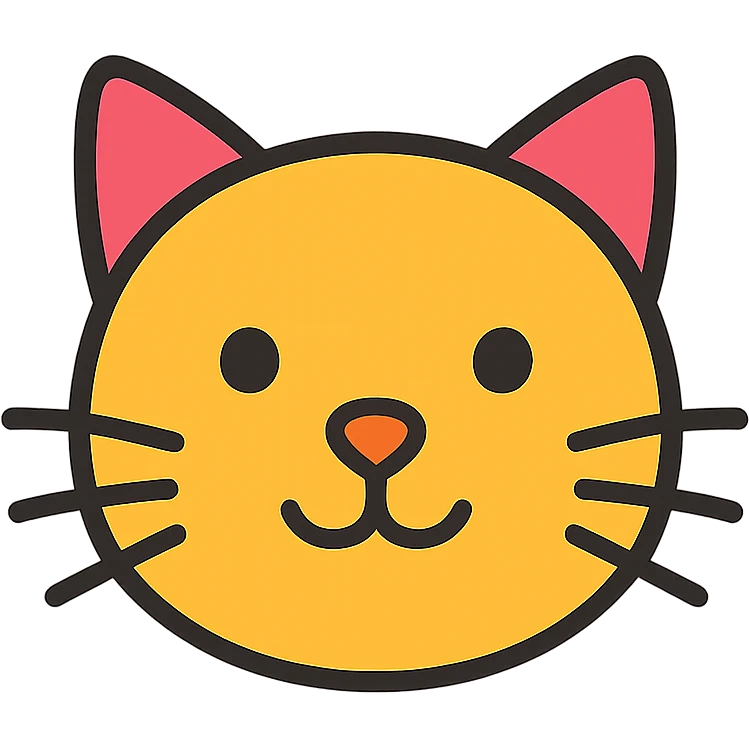 cat face with whiskers, color outline icon style emoji
