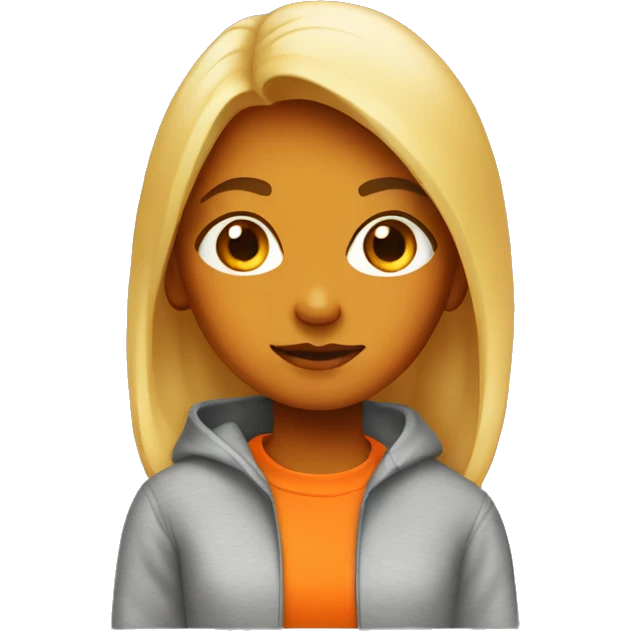 Girl in bright orange sweatshirt emoji