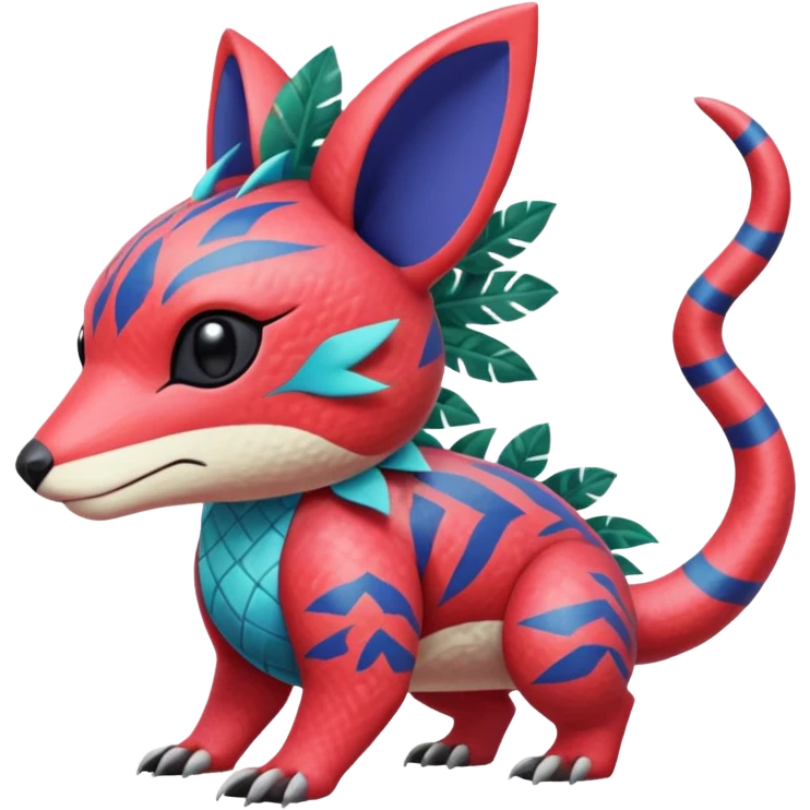  Patterned stitched exotic tropical cyber-Sleuth-Loyd-Garmaddon-Litten-Linoone-Noibat-Fakémon-Pokémon-Vernid-creature emoji