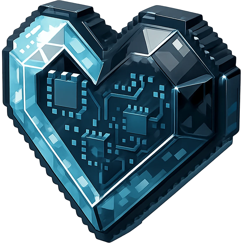Make the heart-shaped diamond cut black with a glossy effect, keep the style and transparent background. emoji