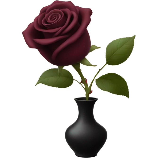 burgundy rose in black vase emoji