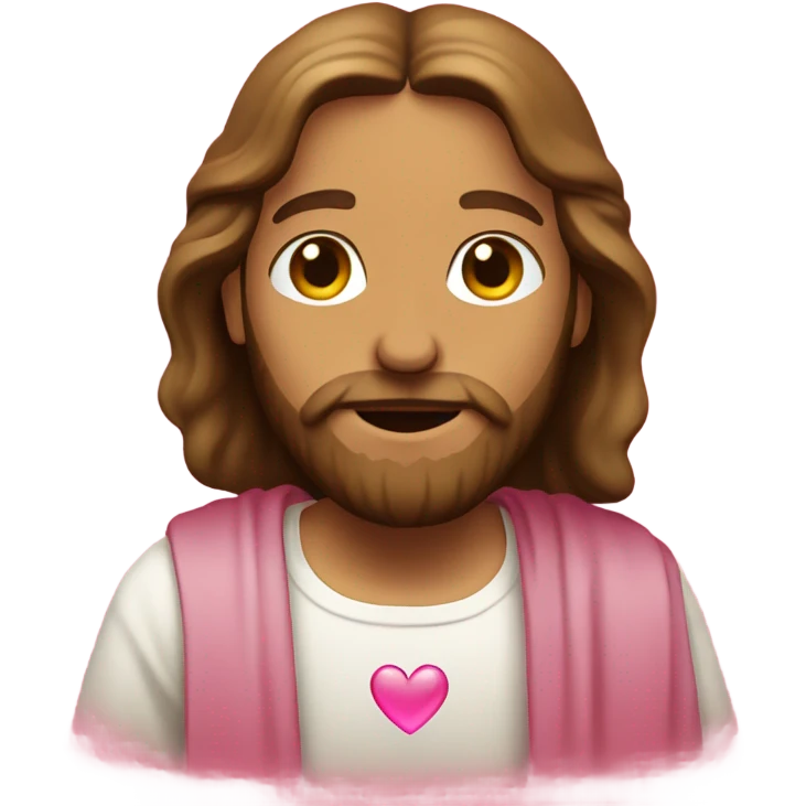 Jesus with pink love heart emoji