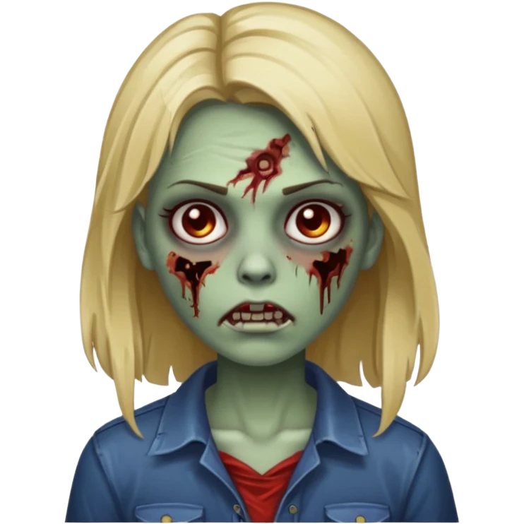 Create a zombie girl with dark hair and medium blonde highlights.  emoji