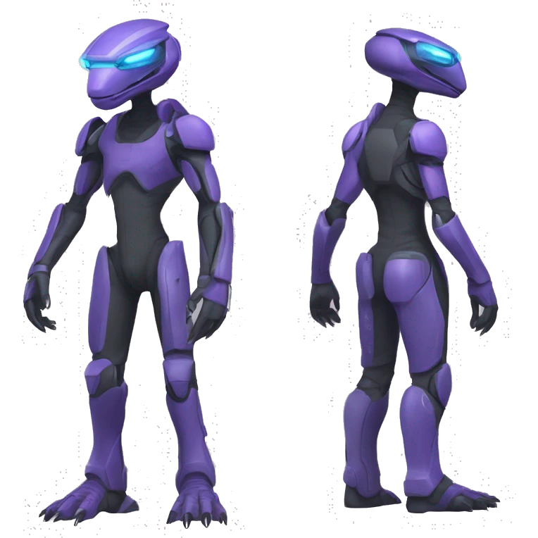 a Reptile-Raptor-Genesect-Fakémon with a futuristic visor-helmet and wearing a techwear-suit Full Body emoji