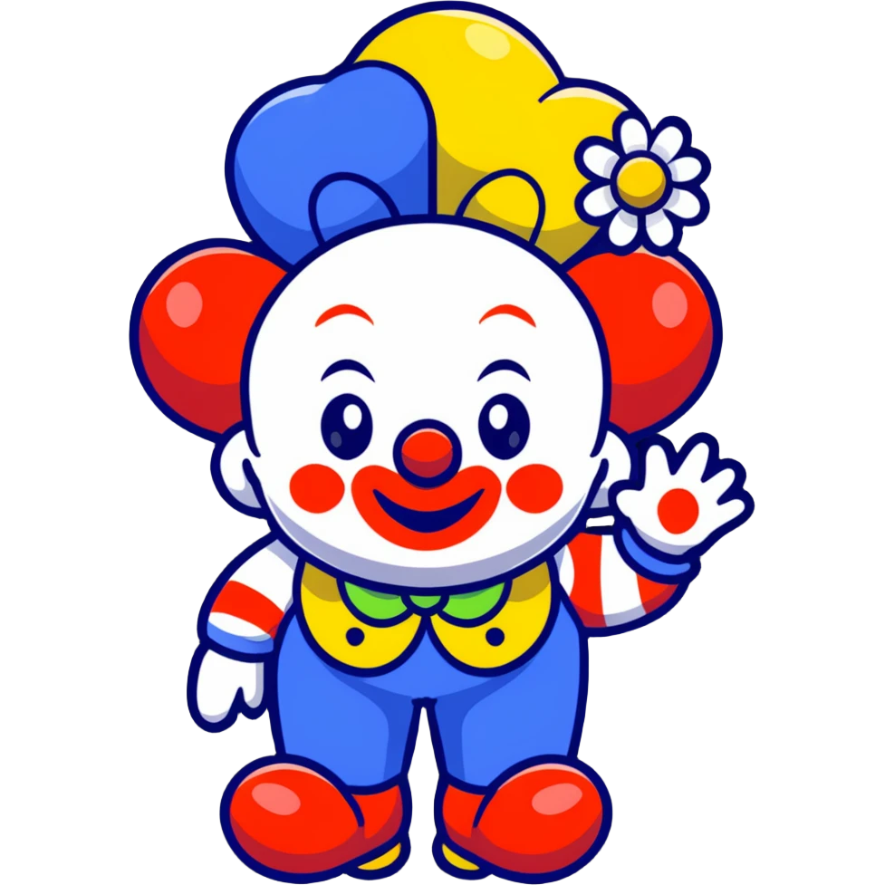 bright clown with flowers emoji