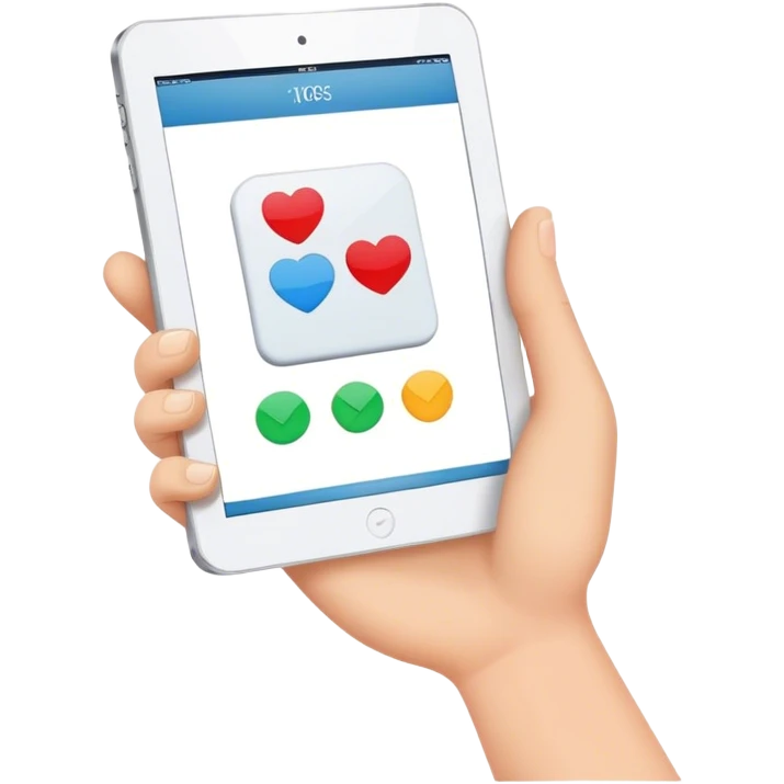 hand with tablet emoji