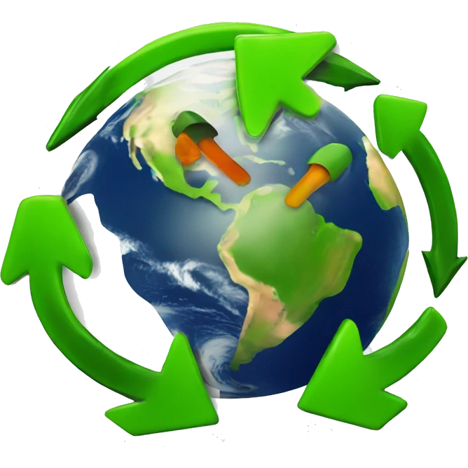 an earth contaminated with the reciclyng arrows emoji