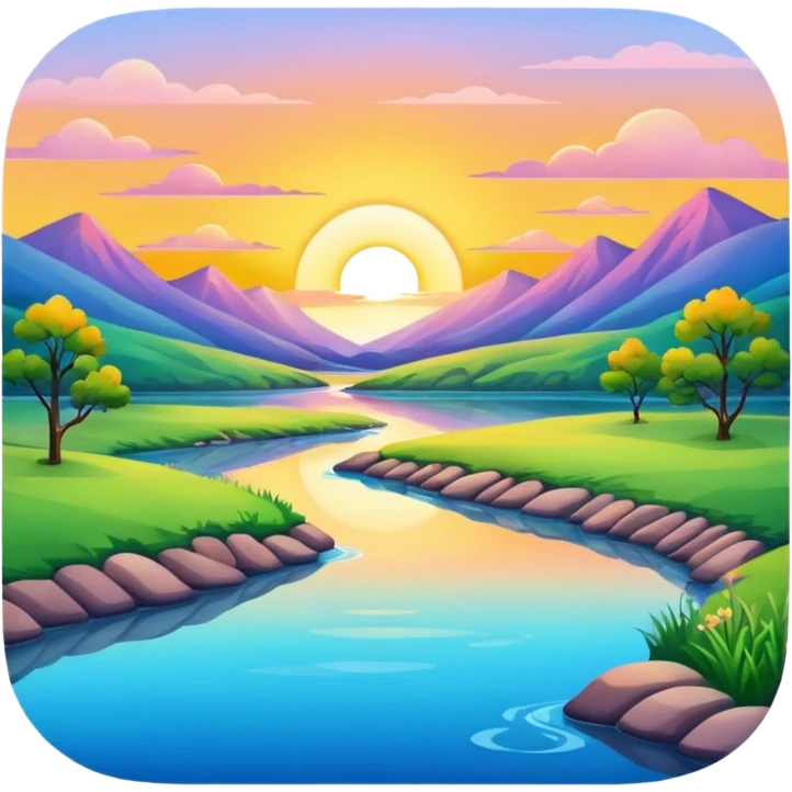 sunrise landscape with a river emoji