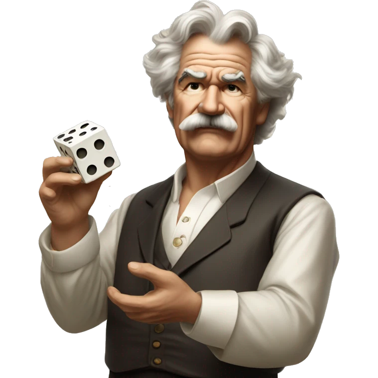Mark Twain throws up a dice emoji