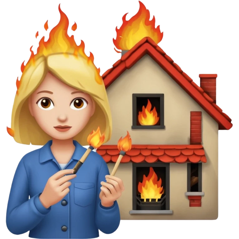 lady setting a house on fire emoji