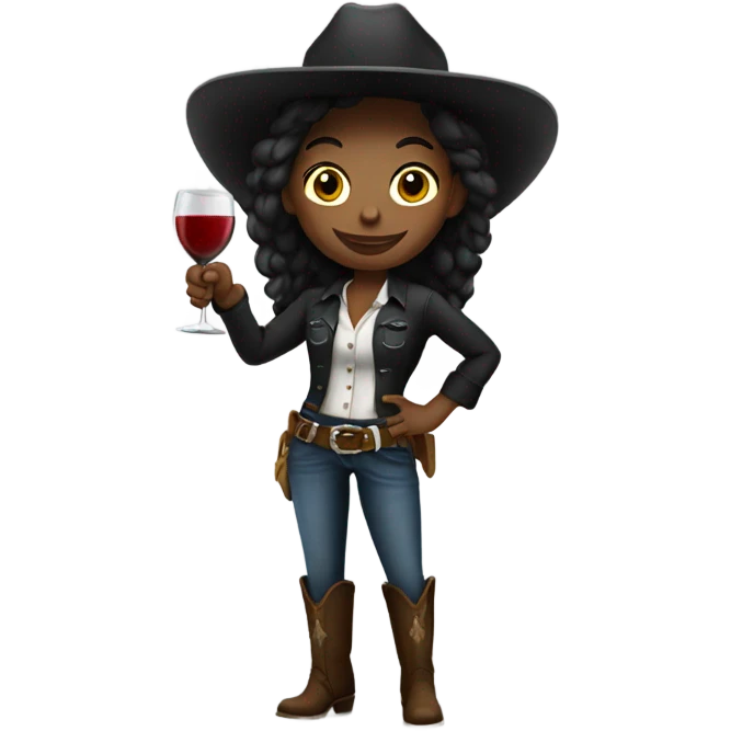 Black cowgirl holding wine emoji
