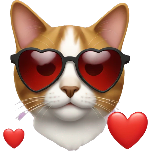 cat wearing heart shaped sunglasses emoji