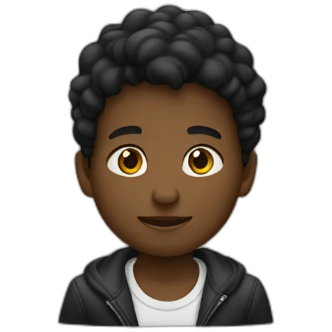 Un niño negro suquetanto una letra A emoji