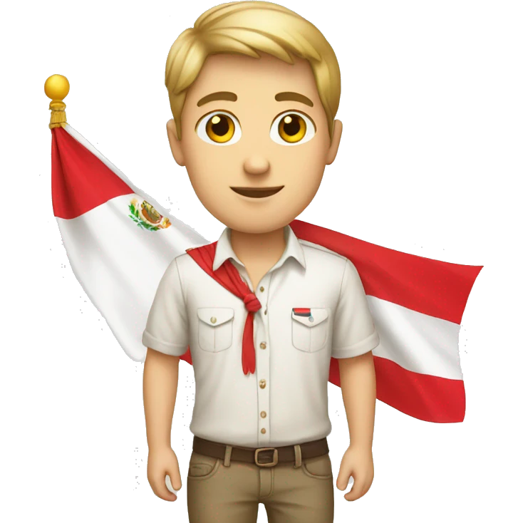 White boy wearing a shirt with Peruvian flag emoji