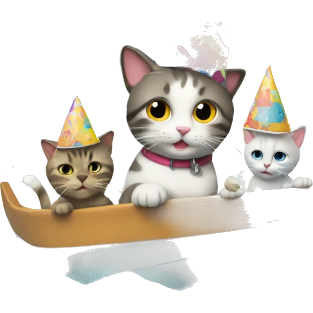 cat having a birthday party on a sailboat emoji