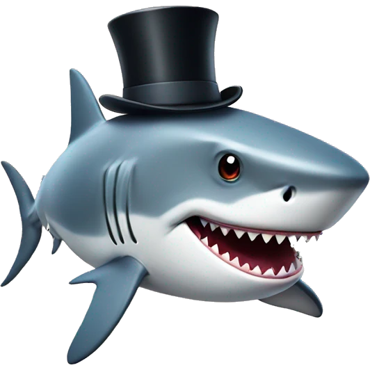 Shark with a top hat emoji