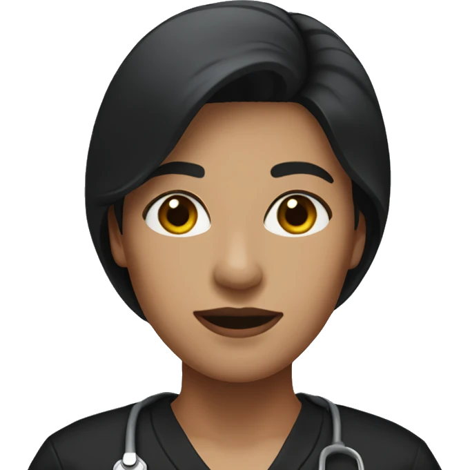 Dark bob hair woman in black scrubs emoji