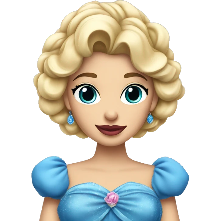 Cenicienta con vestido azul y labios rosas  emoji