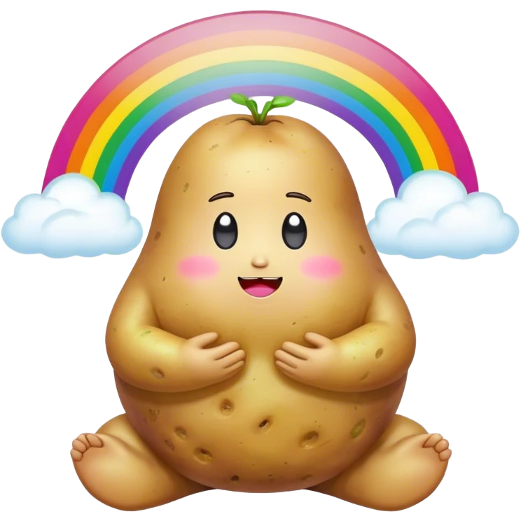 rainbow kawaii meditating potato emoji
