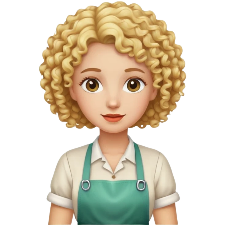 Blonde curly limón hair lady with a handicraft apron emoji