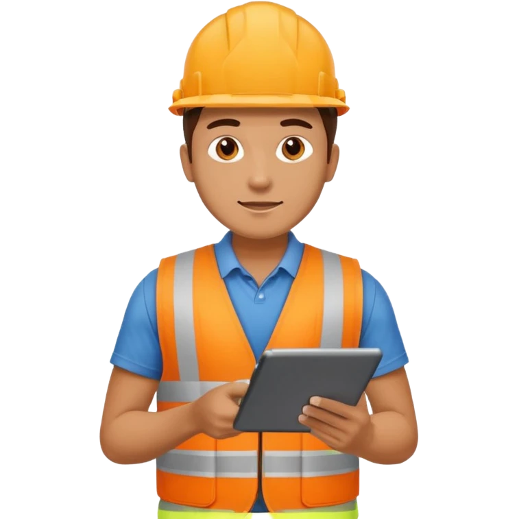 worker man wearing orange west holding a tablet emoji