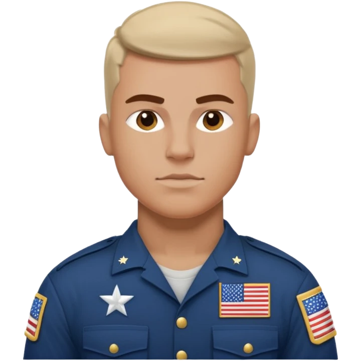 generate white powerful american soldier with small usa flag on shoulder emoji