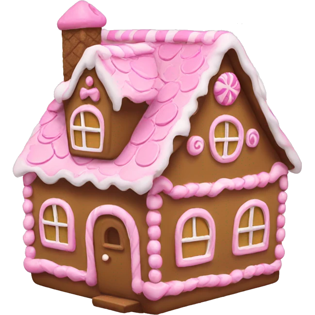 Pink gingerbread house emoji