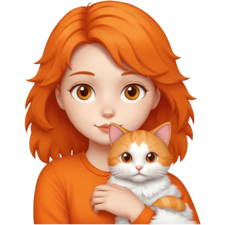 Uma menina segurando um gato  emoji