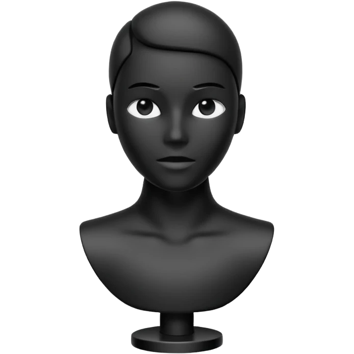 Matte black mannequin in the style of a default avatar. Monochrome with no lines. emoji