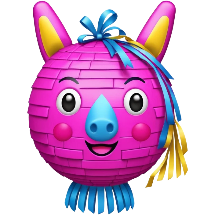pinata with pink, yellow and blue light coloes emoji