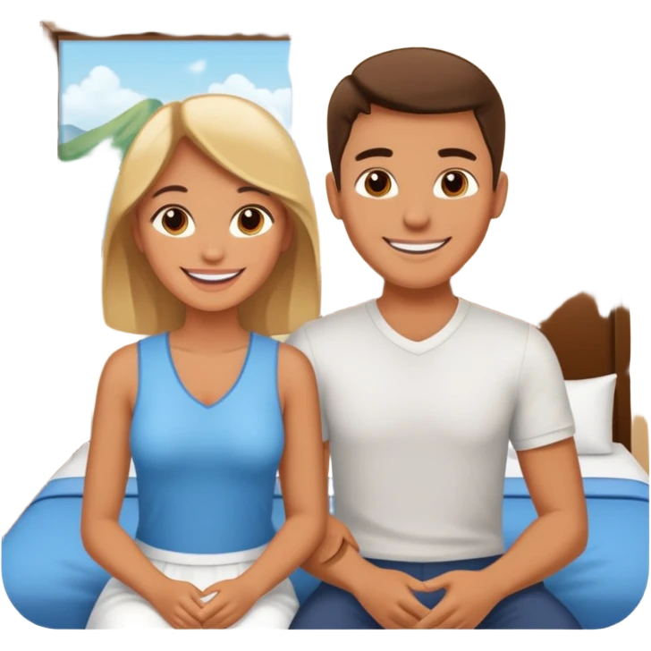 crea una pareja de jovenes disfrutando de un hotel emoji