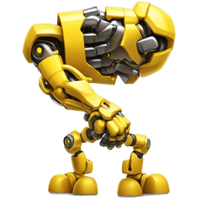 Flexing yellow mechanical cyborg bicep with shocks attached to arm emoji