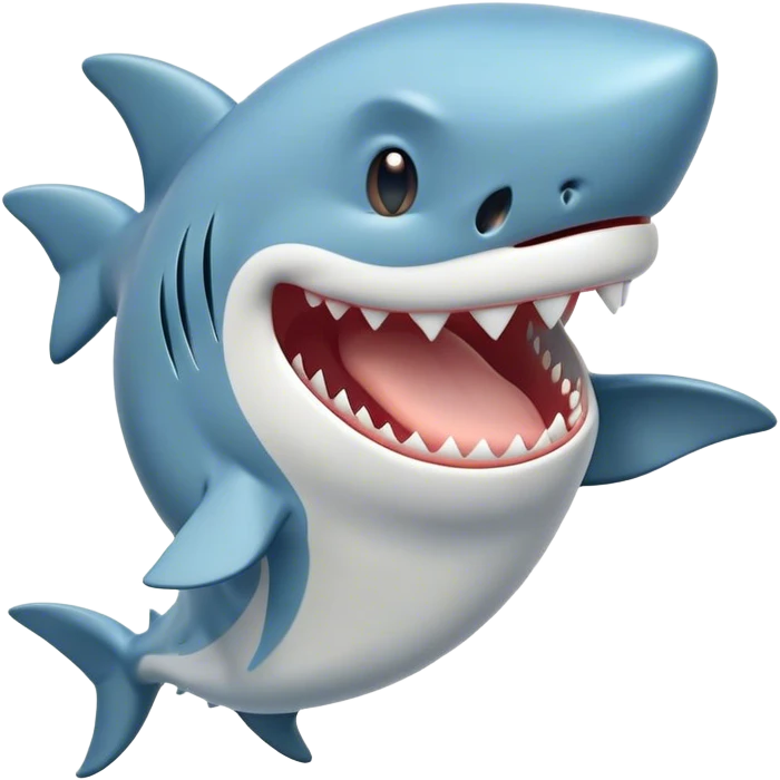 Cinematic Cute Yawning Shark Portrait Emoji, Head tilted slightly with a dramatic, wide-open yawn, showcasing a soft, streamlined body with gently drooping fins and eyes barely open in drowsy contentment, Simplified yet irresistibly adorable features, highly detailed, glowing with a soft, cozy glow, high shine, relaxed yet expressive, stylized with a touch of aquatic charm, bright and endearing, soft glowing outline, capturing the essence of a sleepy yet affectionate shark, so drowsy it feels like it could float right out of the screen and curl up for a nap! emoji