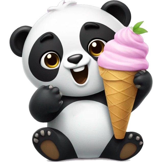 Panda eating ice cream emoji