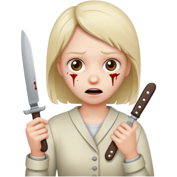 Insane scared injured person with a knife emoji