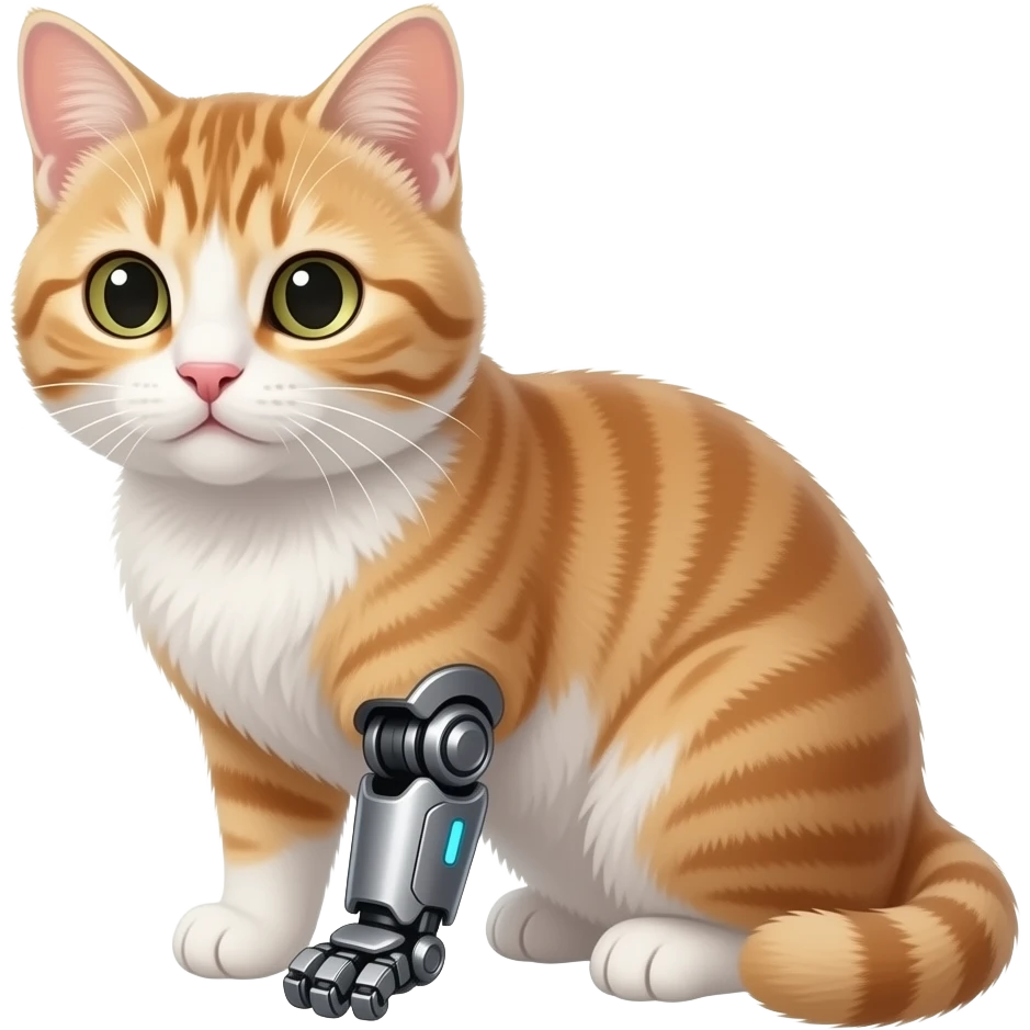 kitten with a robotic leg emote emoji