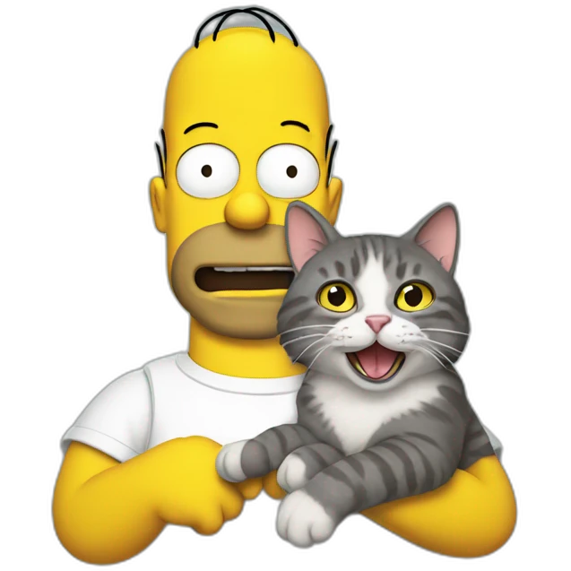 Homer Simpson with cat emoji