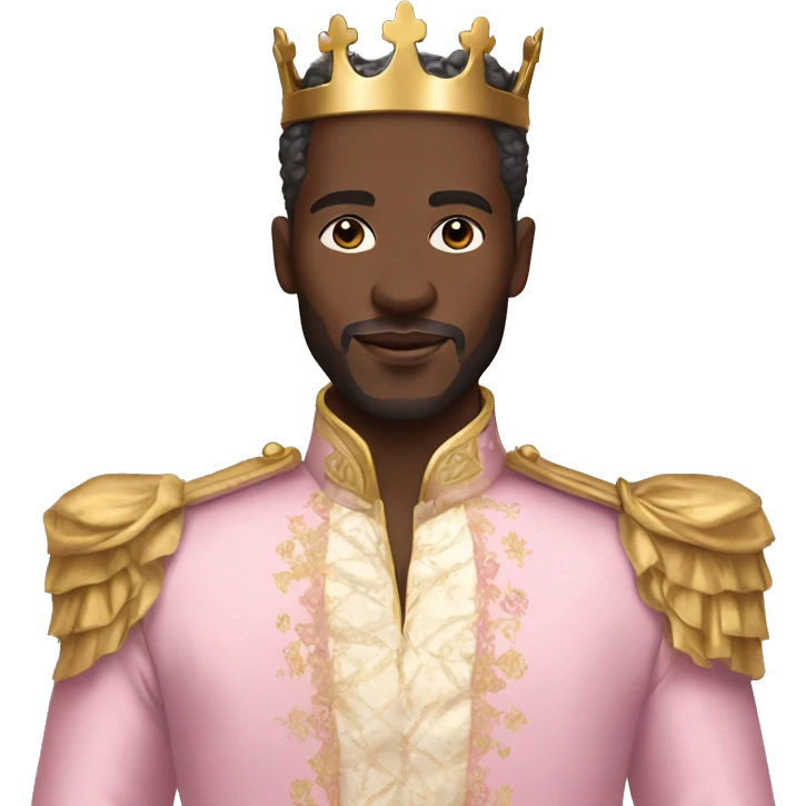 Black prince wearing pastel pink and gold outfit  emoji