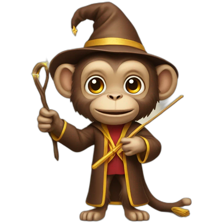Monkey wizard with wand emoji
