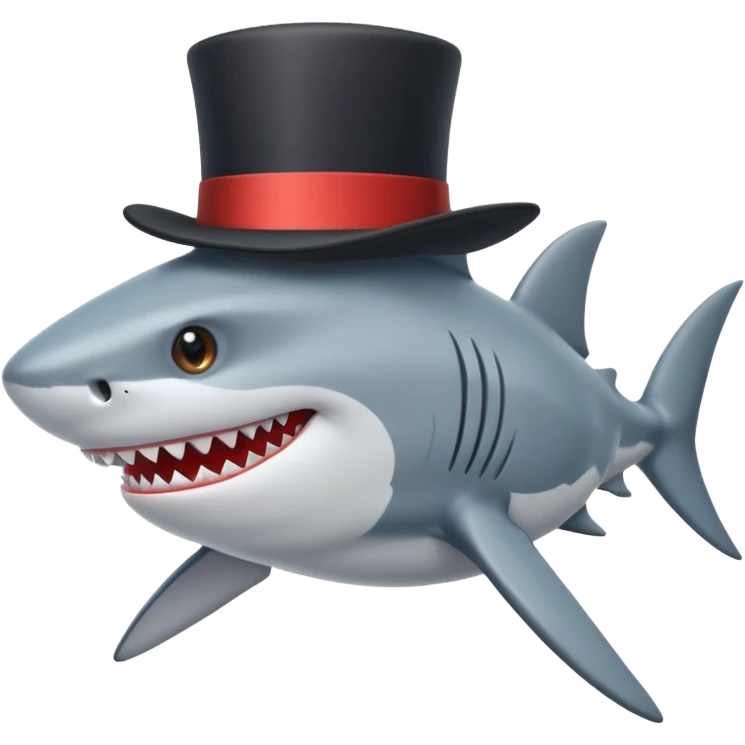 Shark with a top hat emoji