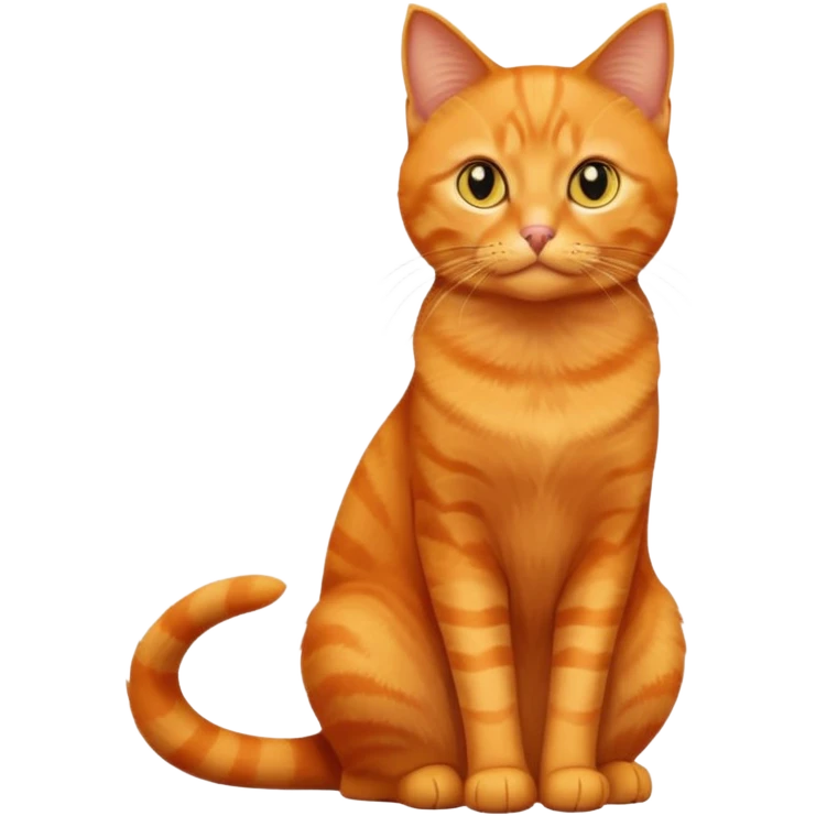 full body solid orange domestic shorthair slim cat with yellow/orange eyes sitting emoji