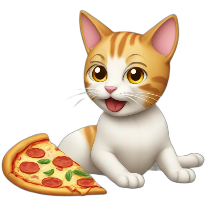 Cat eating pizza emoji