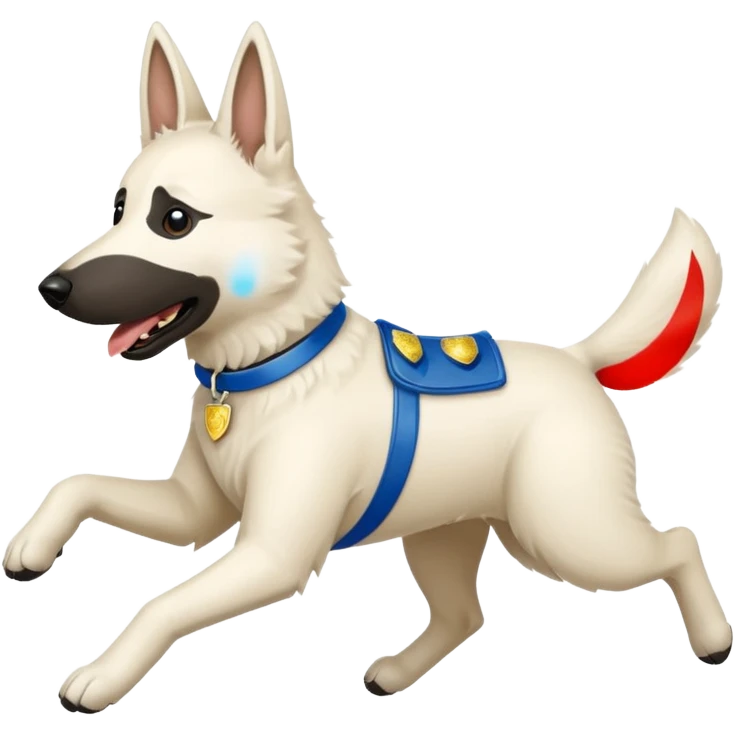 White belgian Shepard Fleeing from police car emoji