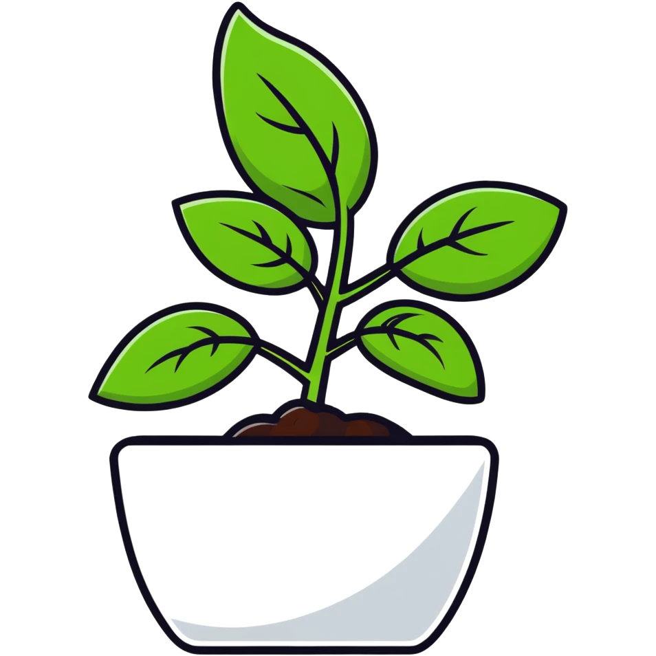 Fresh basil plant with green leaves emoji