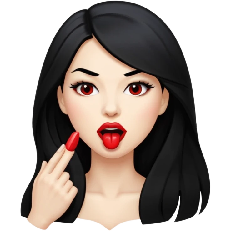 femme longs cheveux noire peau claire qui nargue en tirant la langue emoji