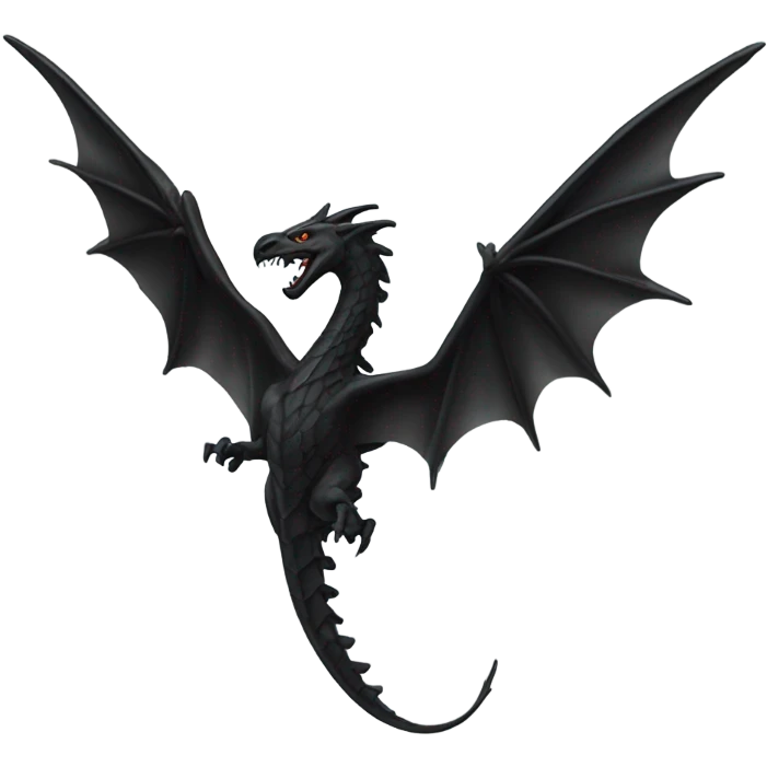 top down view of black wyvern flying resembling the shape of ukrainian tryzub trident emoji