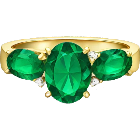 gold set engagement ring with oval emerald  emoji